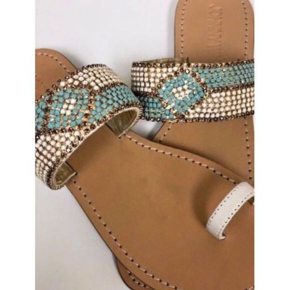 Johnny Was Beaded Women's Bling Sandals sz 9 NEW - Picture 2 of 3